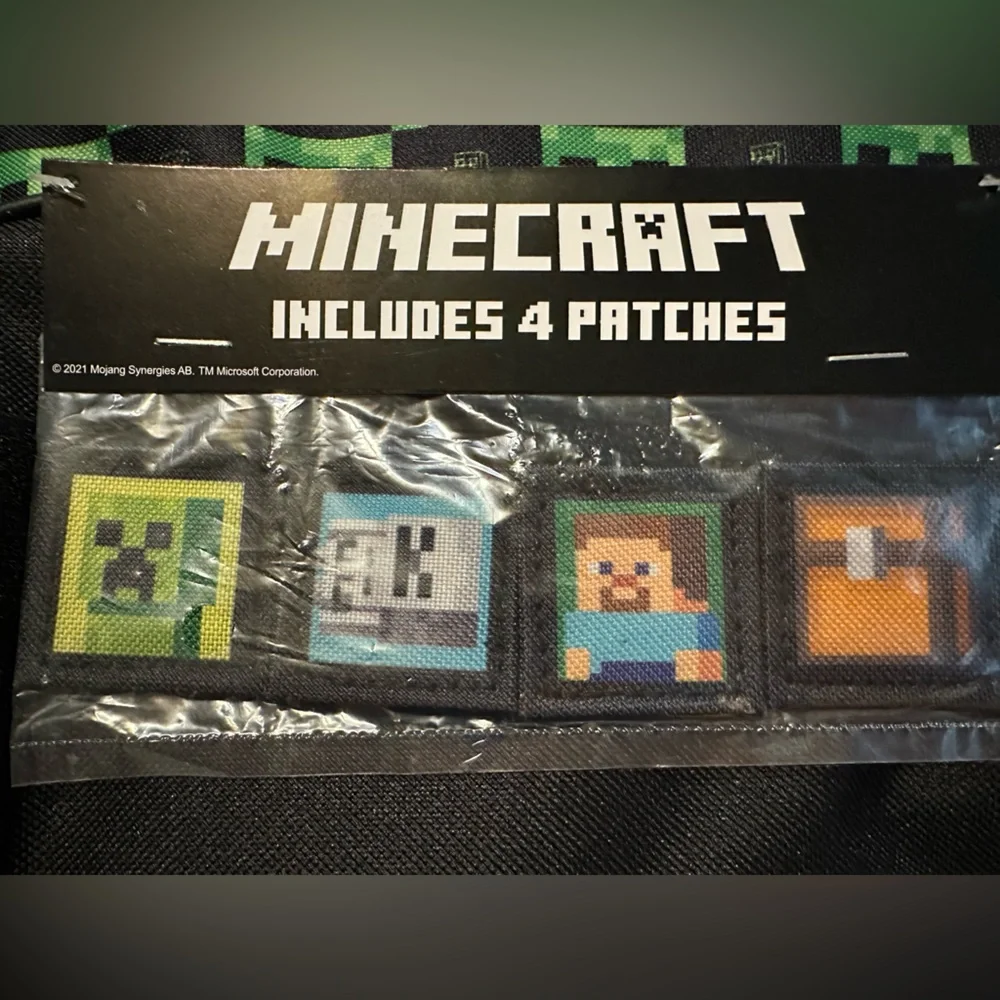 NWT Minecraft Creeper Toddler Backpack by Bioworld — Includes 4 Patches